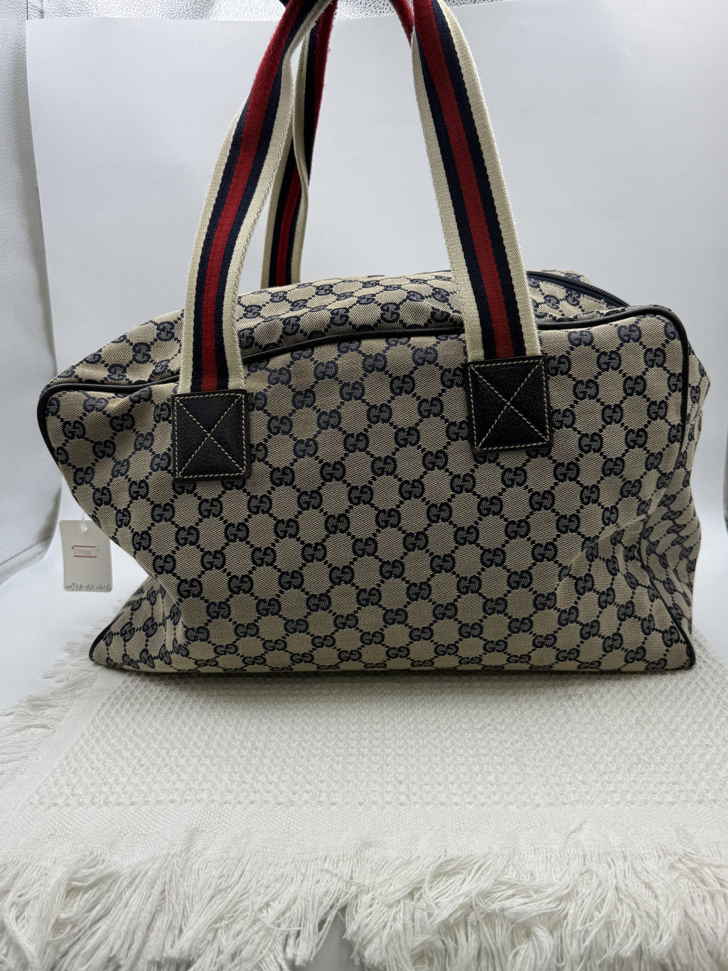 gucci web gg canvas tote beige and brown gg canvas and leather stock no 00732451