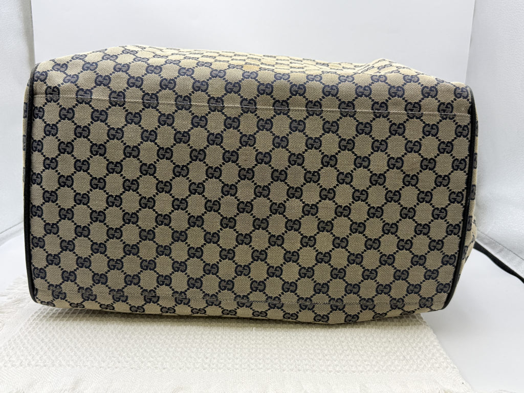 gucci web gg canvas tote beige and brown gg canvas and leather stock no 00732451