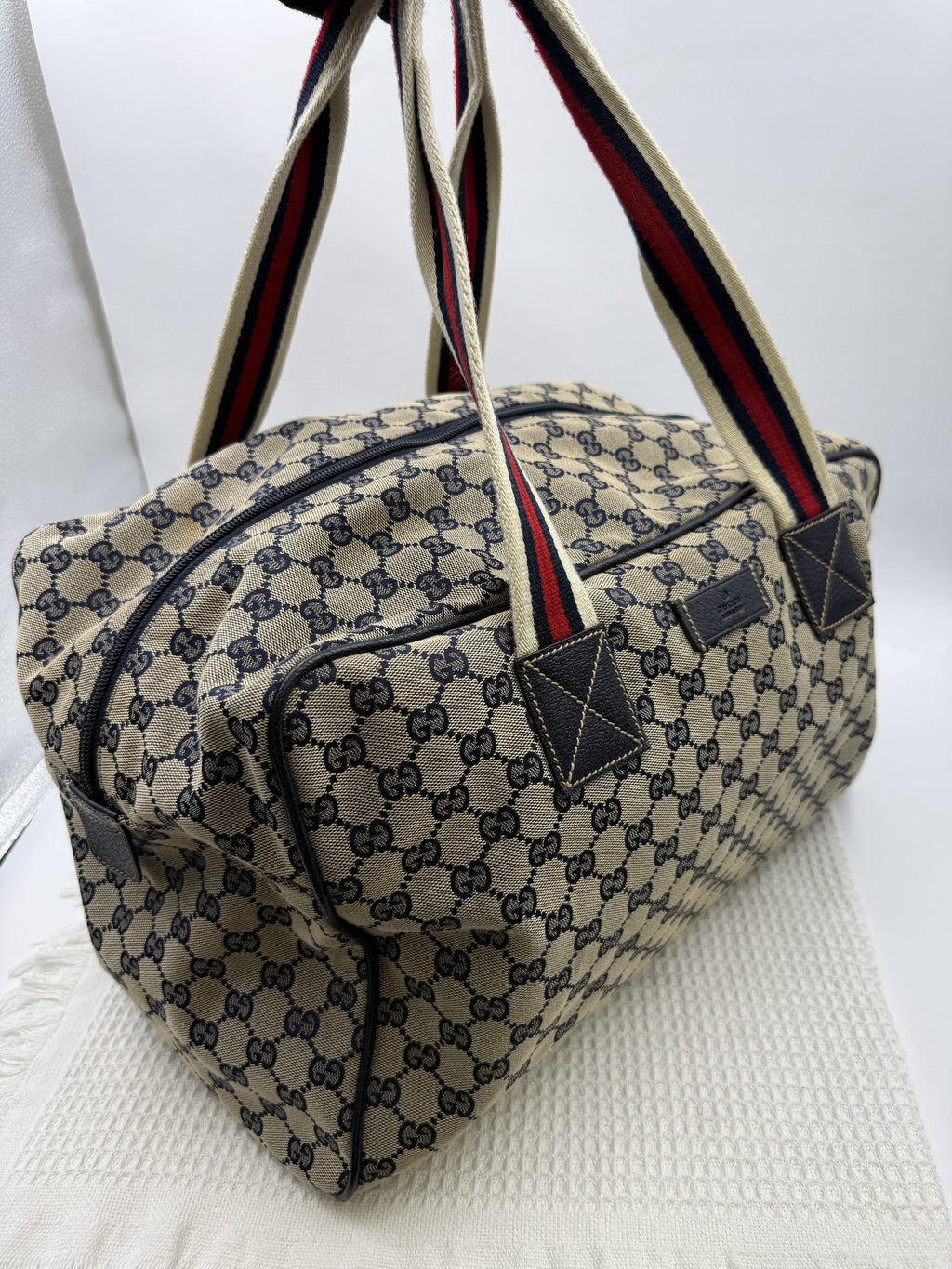 gucci web gg canvas tote beige and brown gg canvas and leather stock no 00732451