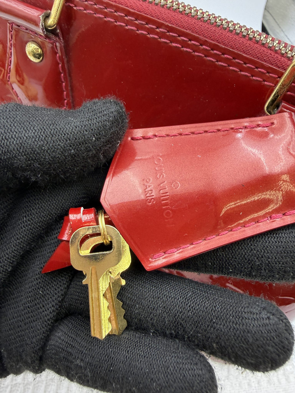 louis vuitton alma bb red monogram vernis leather stock no 0073191