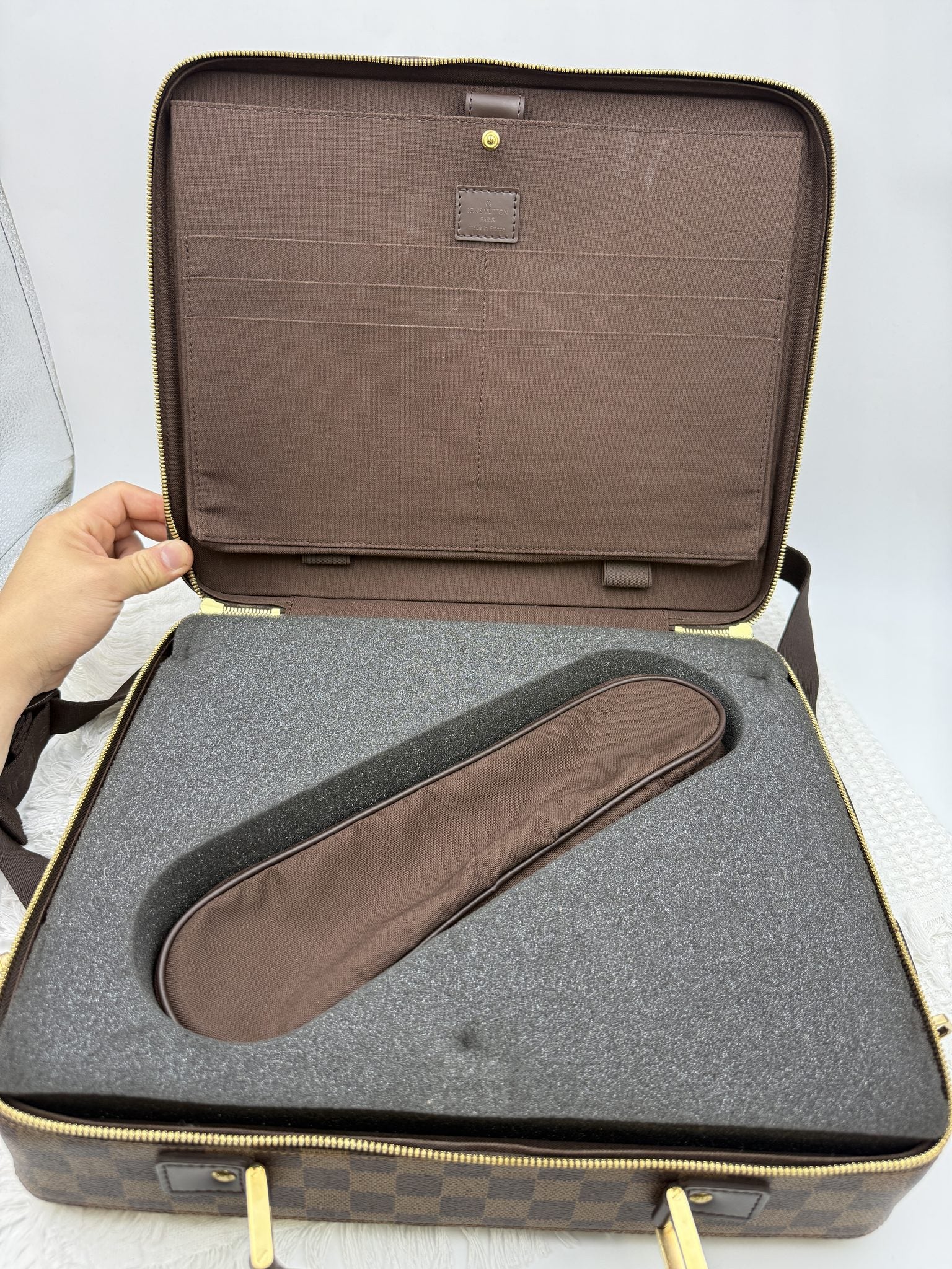 louis vuitton p gase 55 damier ebene coated canvas and leather stock no 0243007
