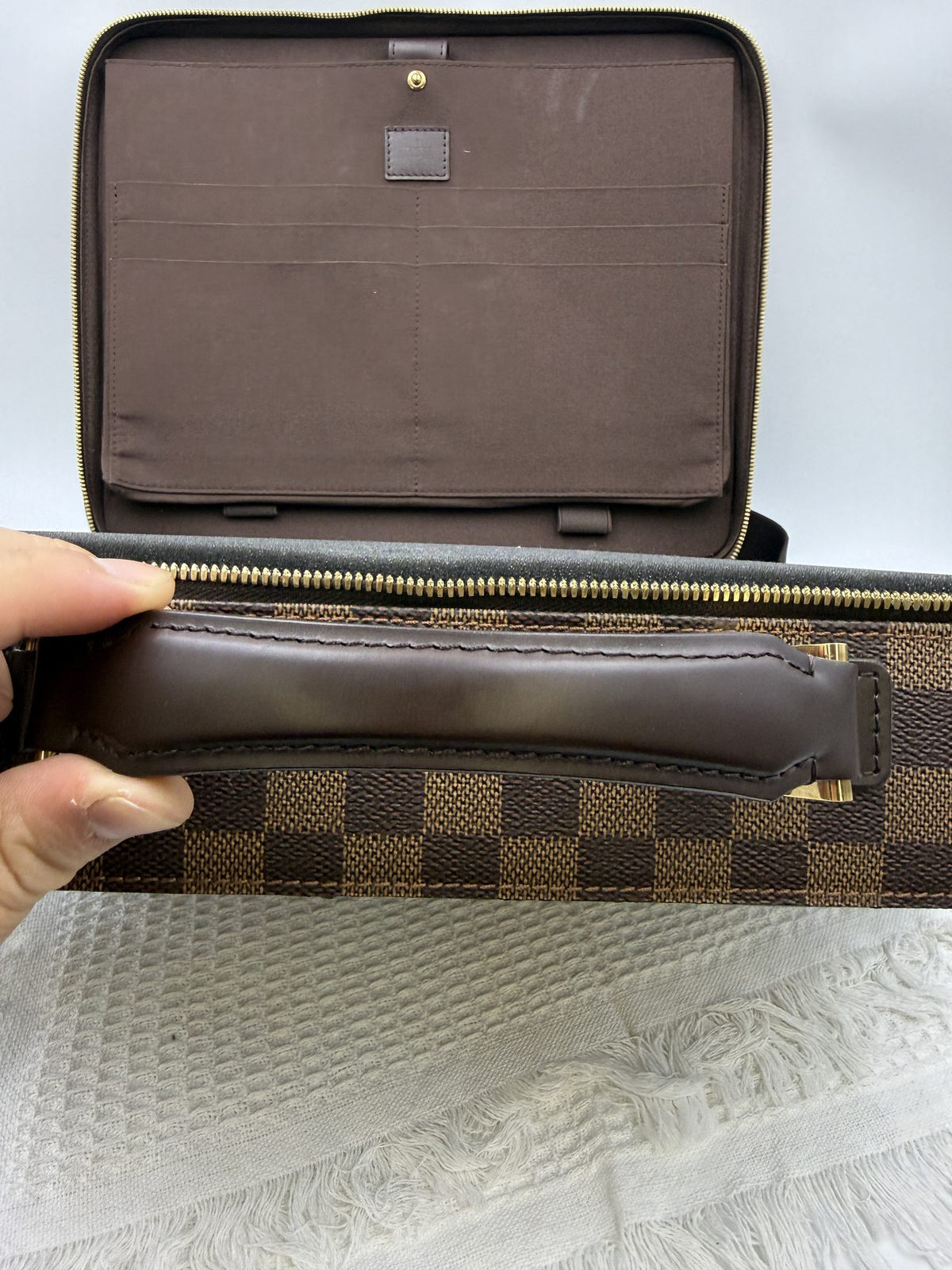 louis vuitton p gase 55 damier ebene coated canvas and leather stock no 0243007