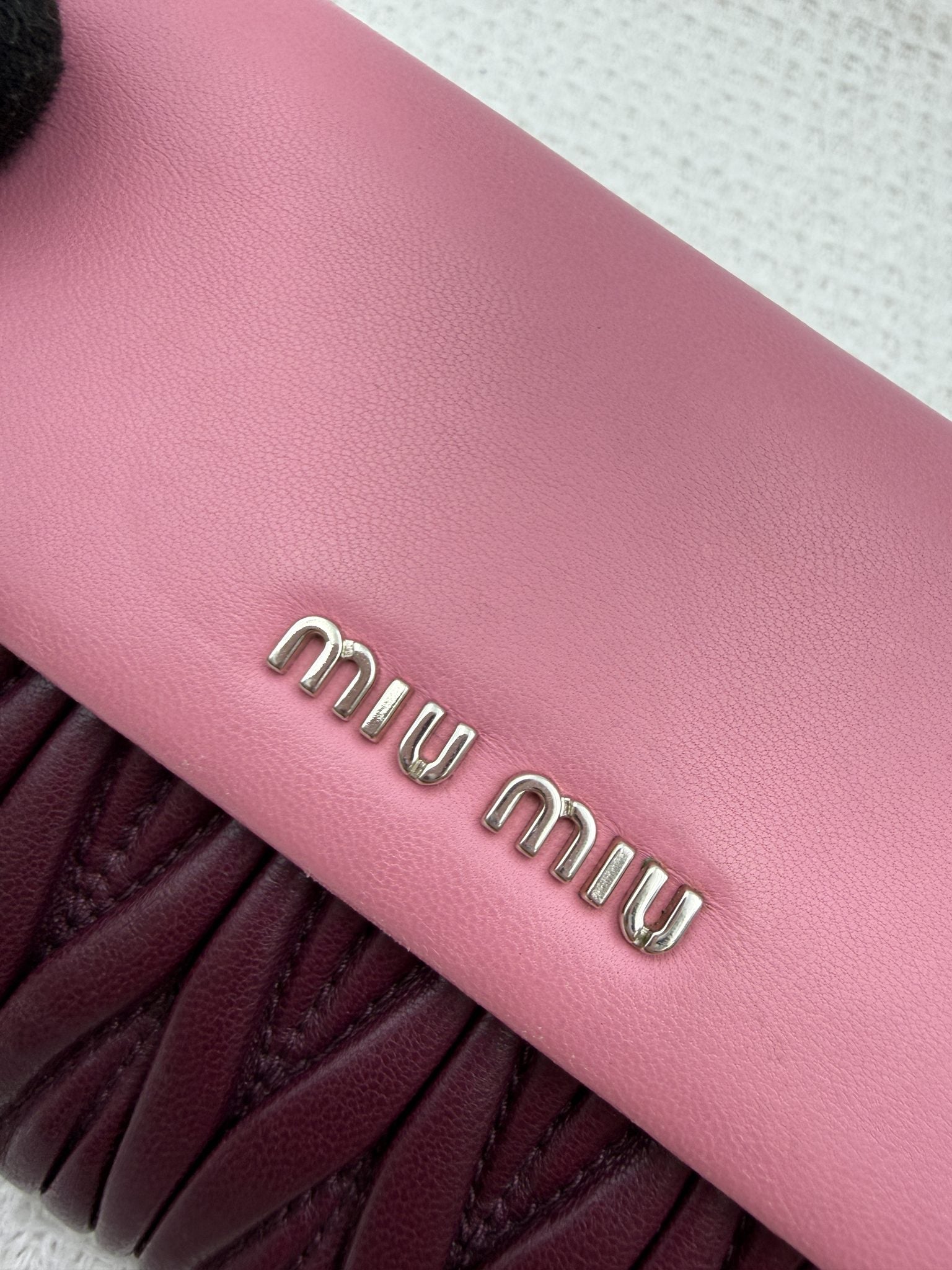 miu miu matelass pink and burgundy leather stock no 0051051