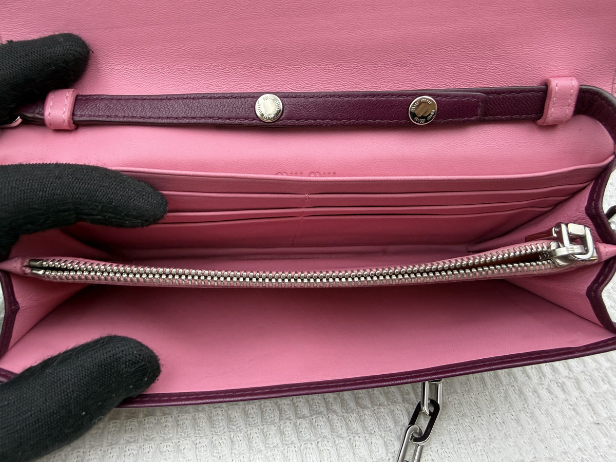 miu miu matelass pink and burgundy leather stock no 0051051
