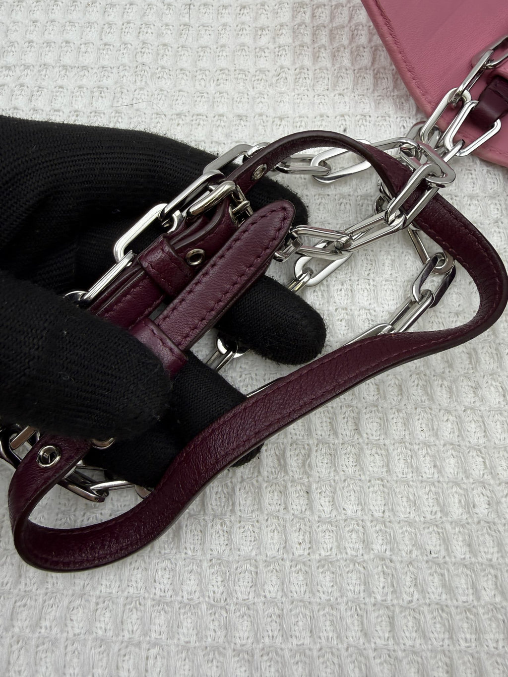 miu miu matelass pink and burgundy leather stock no 0051051