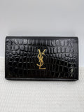 saint laurent kate black croc embossed leather stock no 0166032