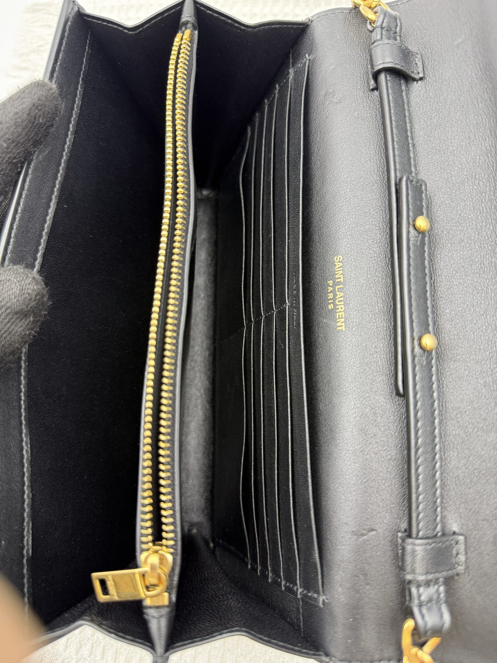 saint laurent kate black croc embossed leather stock no 0166032