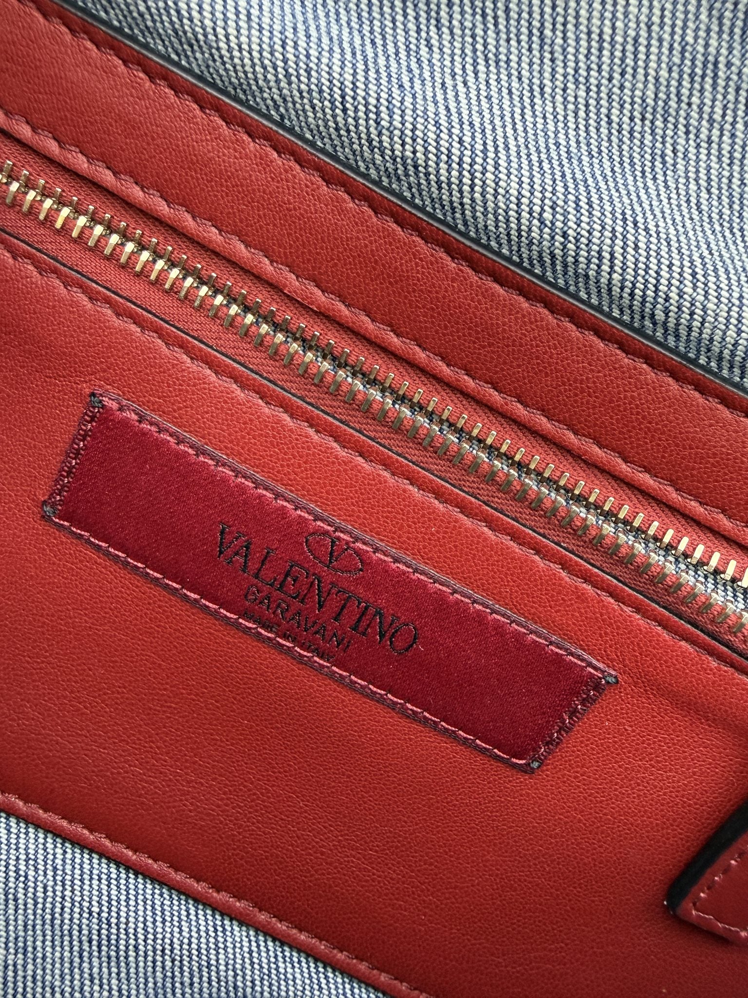 valentino garavani denim studded shoulder bag blue denim and leather stock no 0092112